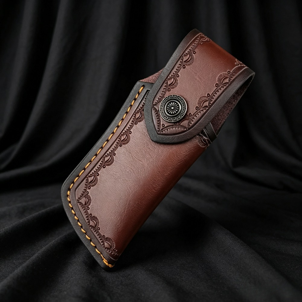 Brown Embossed Leather Knife S - Edc Carry Belt Leather review and price